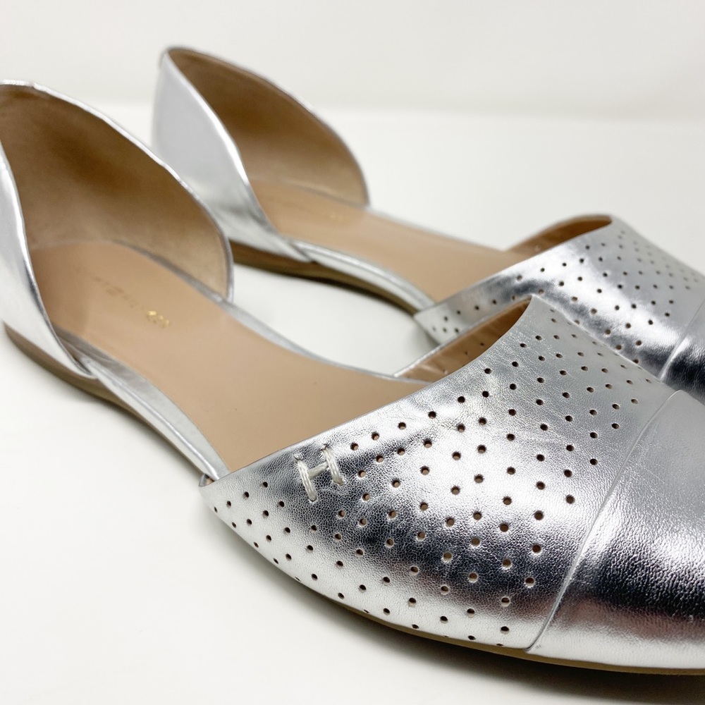 Tommy Hilfiger Metallic Silver Perforated pointed Flats - Size 8 - Picture 3 of 7